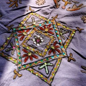 Embroidered sequined Horse and Floral Quilt